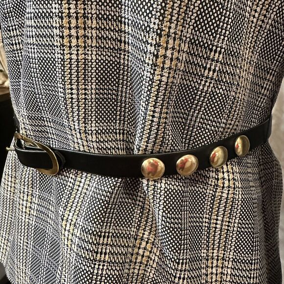 Vintage Fred Rothschild Top 1970s leather belt large collar size small womens - Picture 2 of 12